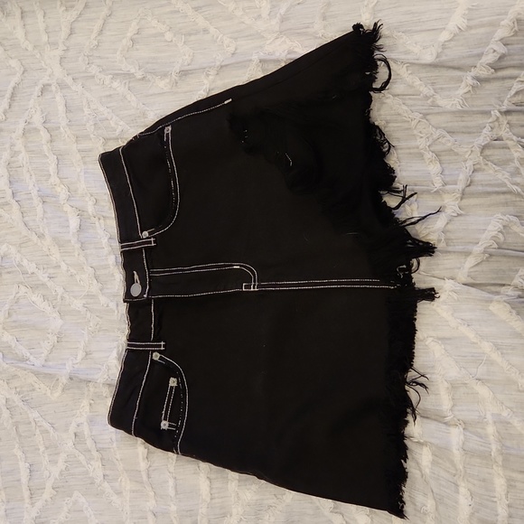 Black with white stitching Carmar distressed jean skirt size 28! New with tags! - Picture 1 of 12